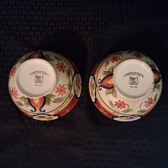 SET OF 2 Pier 1 VALLARTA 5 7/8" Soup, Cereal Bowls. Red, Blue, Yellow & Beige - Picture 5 of 9